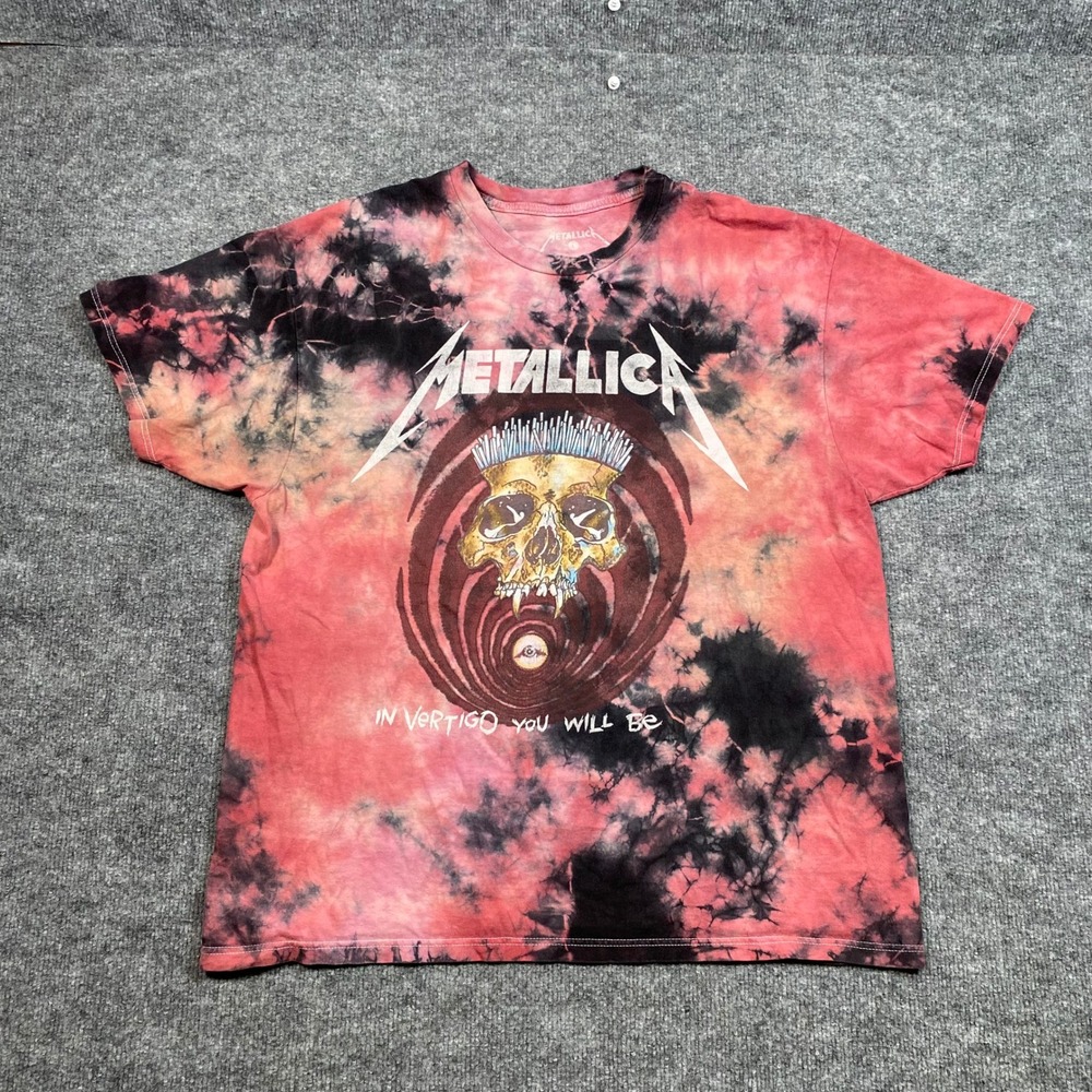 Metallica In Vertigo You Will Be Tie Dye Graphic T-Shirt Red Black Mens Large